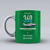 Thumbnail for Beechcraft King Air 360 design on green ceramic mug, double-side print
