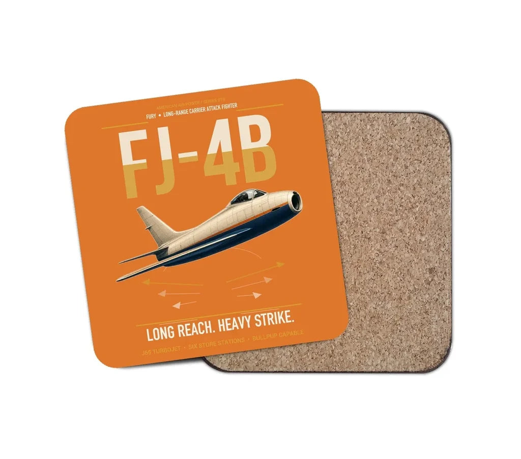 FJ-4B Fury design on orange 1 piece coaster