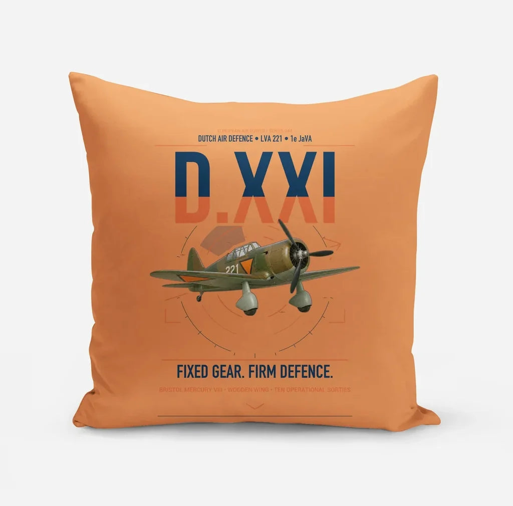 Fokker D.XXI — Dutch LVA aircraft 221 design on orange pillow
