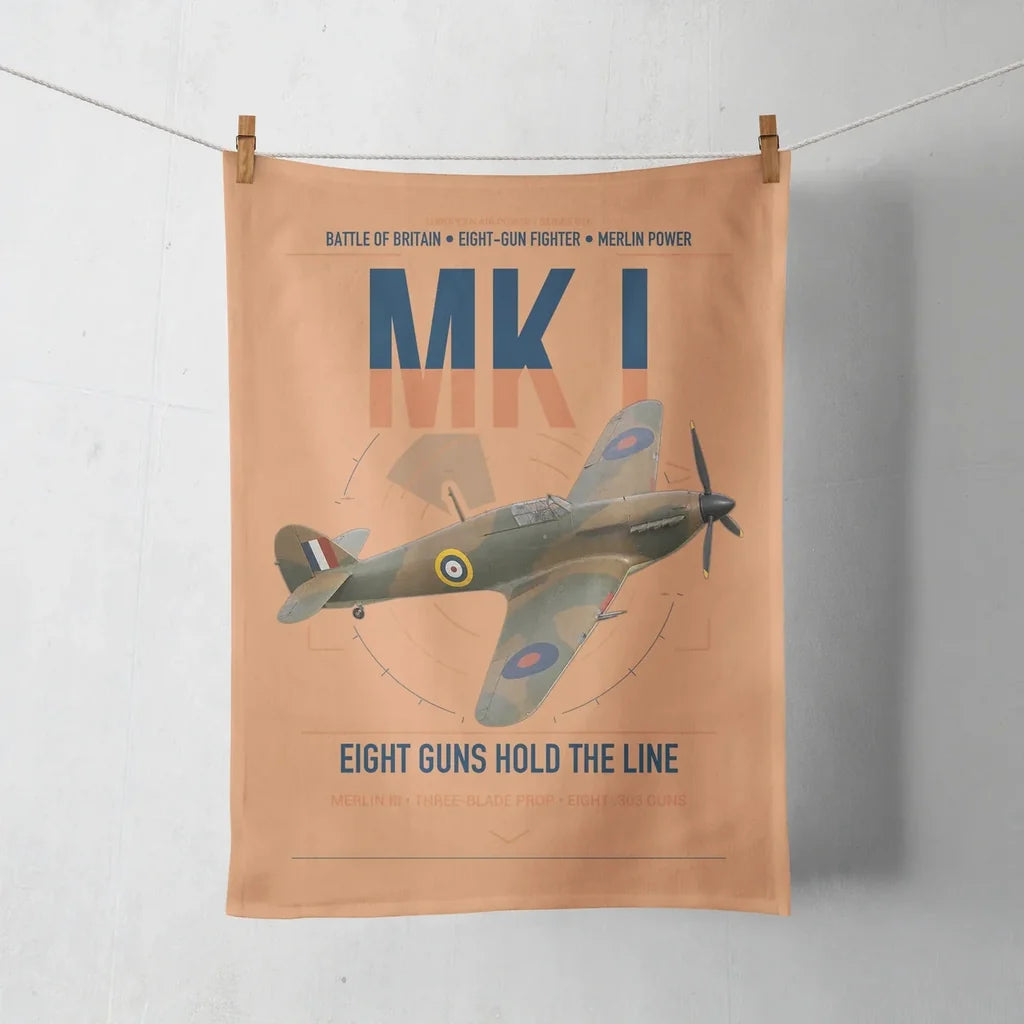 Hawker Hurricane Mk I design on orange towel