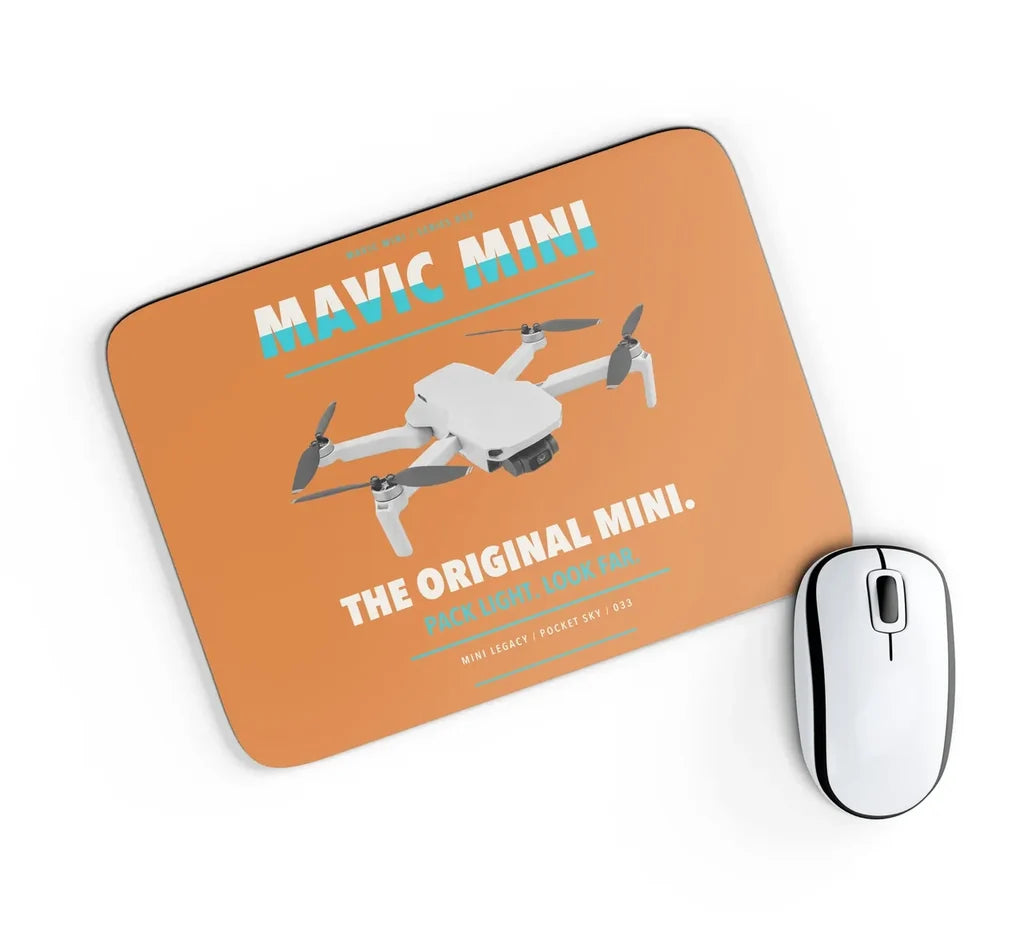 DJI Mavic Mini design on orange rectangle mouse pad