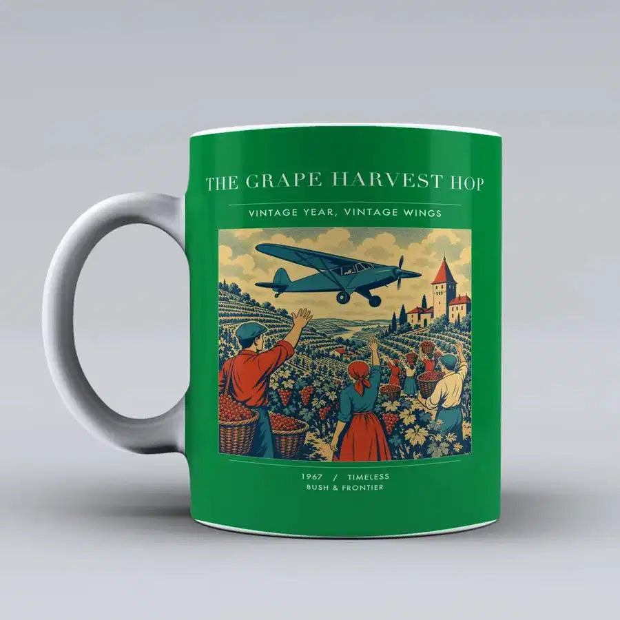 VINTAGE G4445 - The Grape Harvest Hop - Ceramic Mug design on green