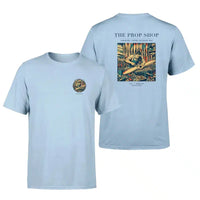 Thumbnail for VINTAGE G4169 - The Prop Shop - Double-Side T-Shirt design on lightblue double side t shirt