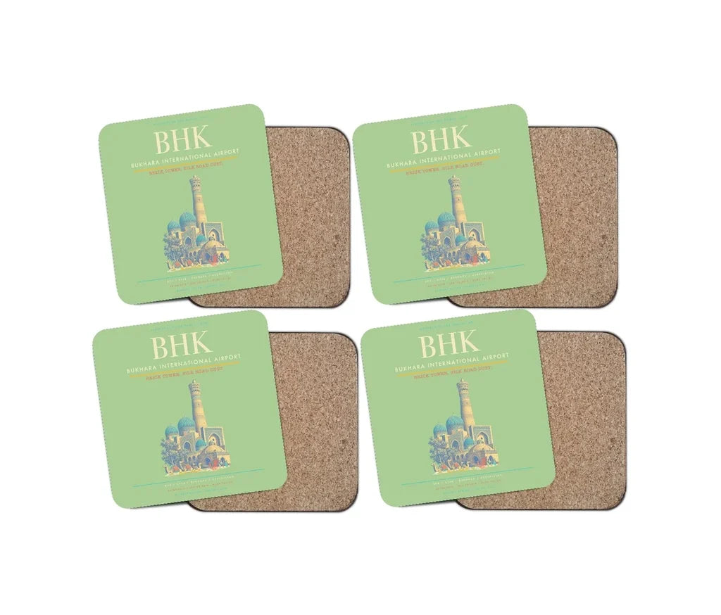 Bukhara International Airport BHK Coaster 4-Pieces-Set - Light Green