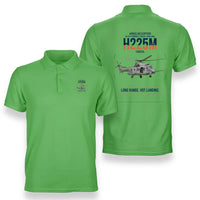 Thumbnail for Airbus Helicopters H225M Caracal design on light green double-side polo t-shirt, double-side print