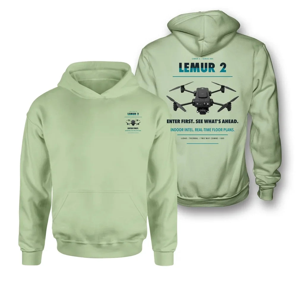 BRINC LEMUR 2 design on light green hoodie