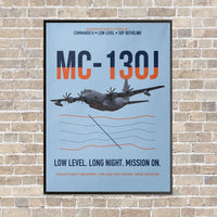 Thumbnail for MC-130J COMMANDO II vertical canvas print - framed - light blue background