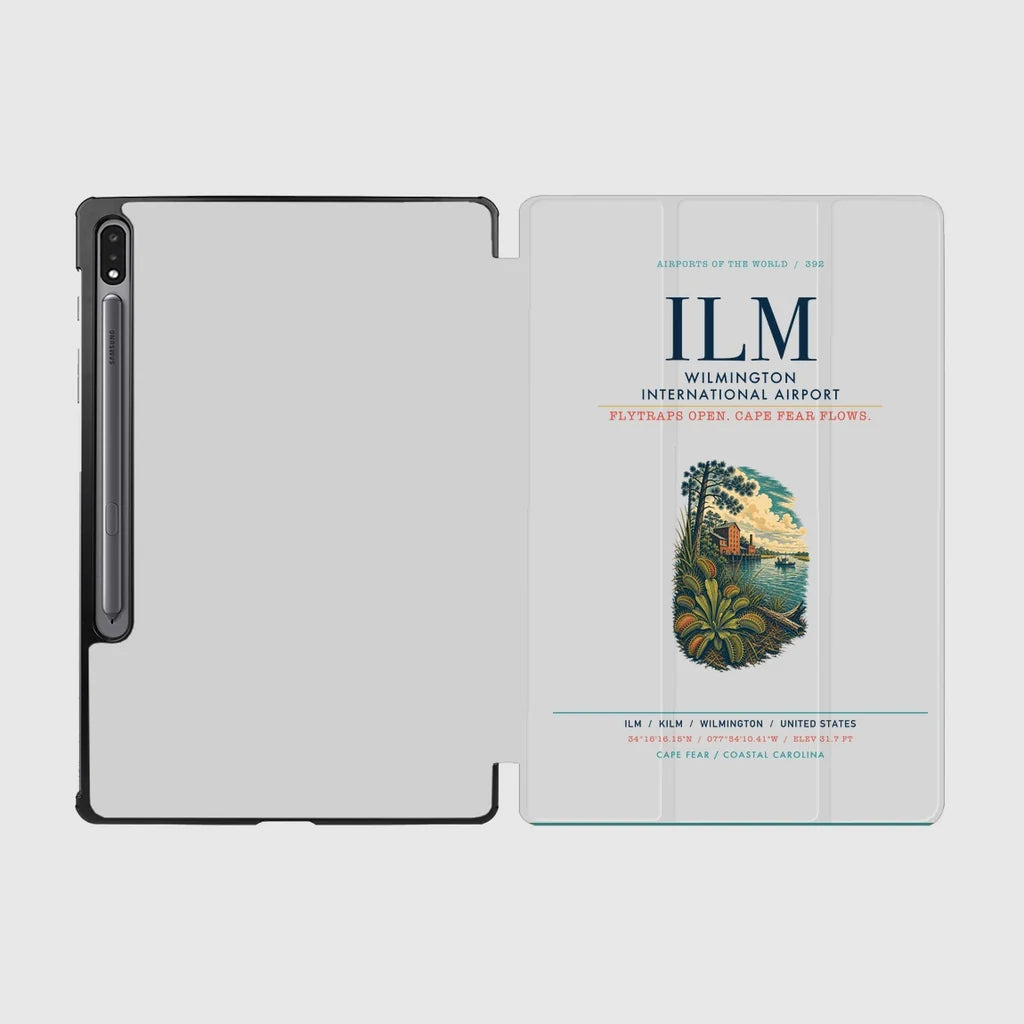 Wilmington International Airport (ILM) design on light gray samsung tablet tablet case