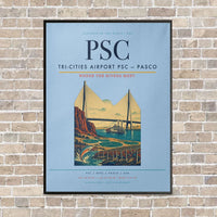 Thumbnail for Tri-Cities Airport PSC — Pasco vertical canvas print - framed - light blue background