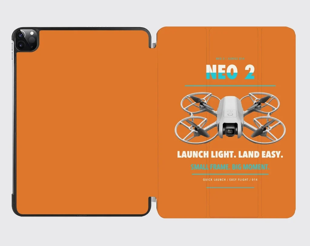DJI Neo 2 design on orange ipad tablet case