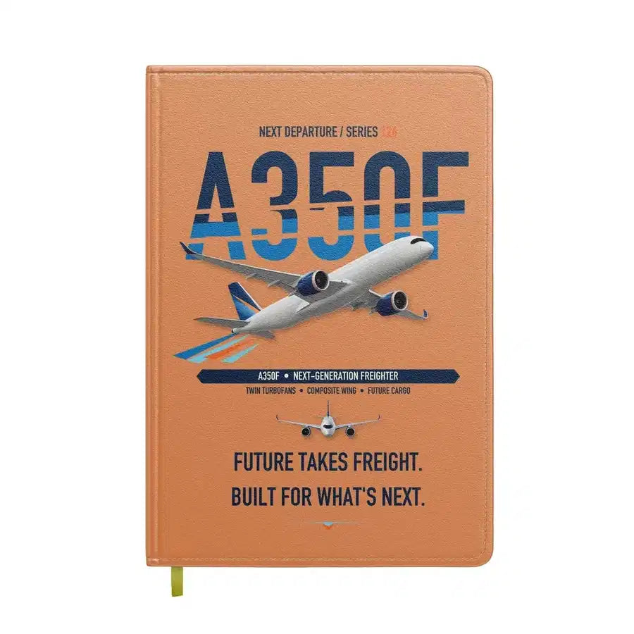 Airbus A350F design on orange notebook