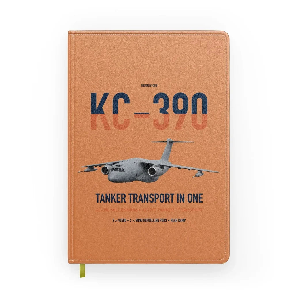 Embraer KC-390 Millennium design on orange notebook
