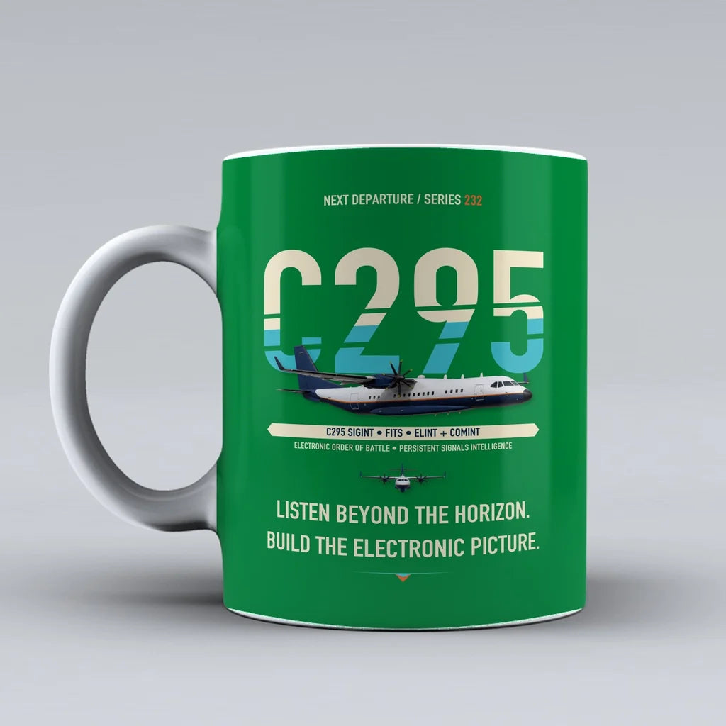 C295 SIGINT Mug design on green airbus