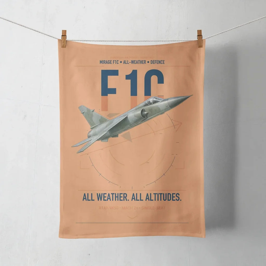 Dassault Mirage F1C design on orange towel