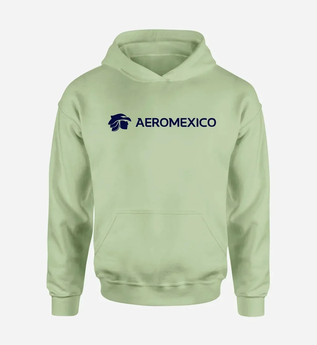 Aero Mexico logo printed on light green hoodie