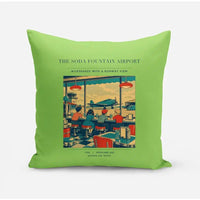 Thumbnail for VINTAGE G4247 - The Soda Fountain Airport - Designed Pillows design on lightgreen