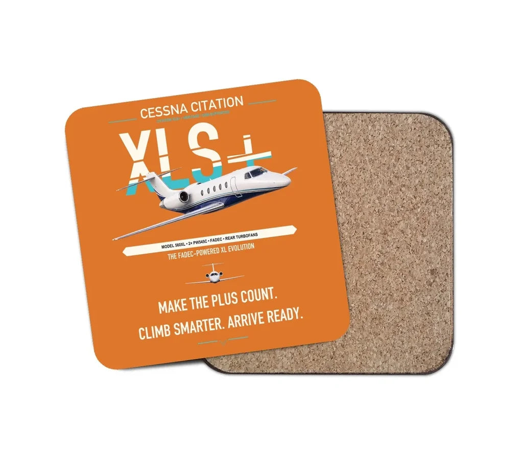 Cessna Citation XLSPlus design on orange 1 piece coaster