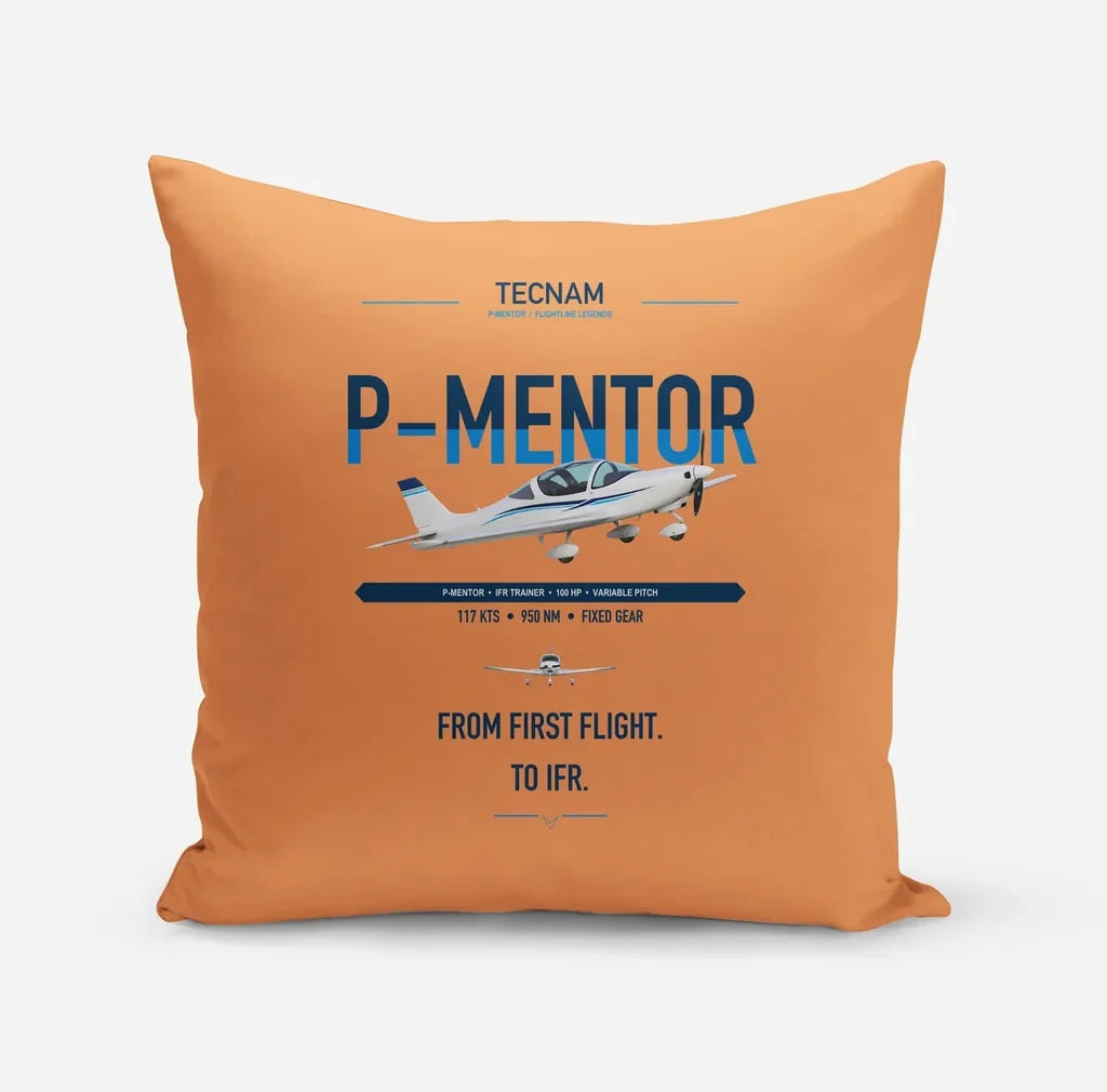 Tecnam P-Mentor design on orange pillow