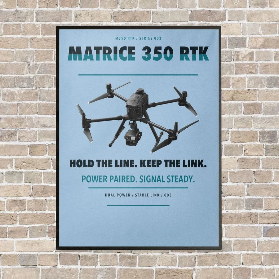 DJI Matrice 350 RTK vertical canvas print - framed - light blue background