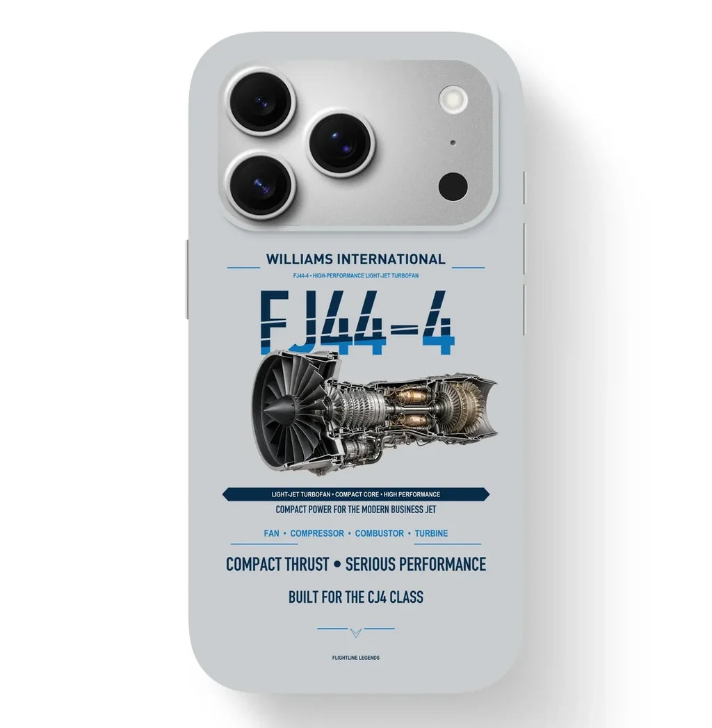 FJ44-4 Case design on light gray iphone case