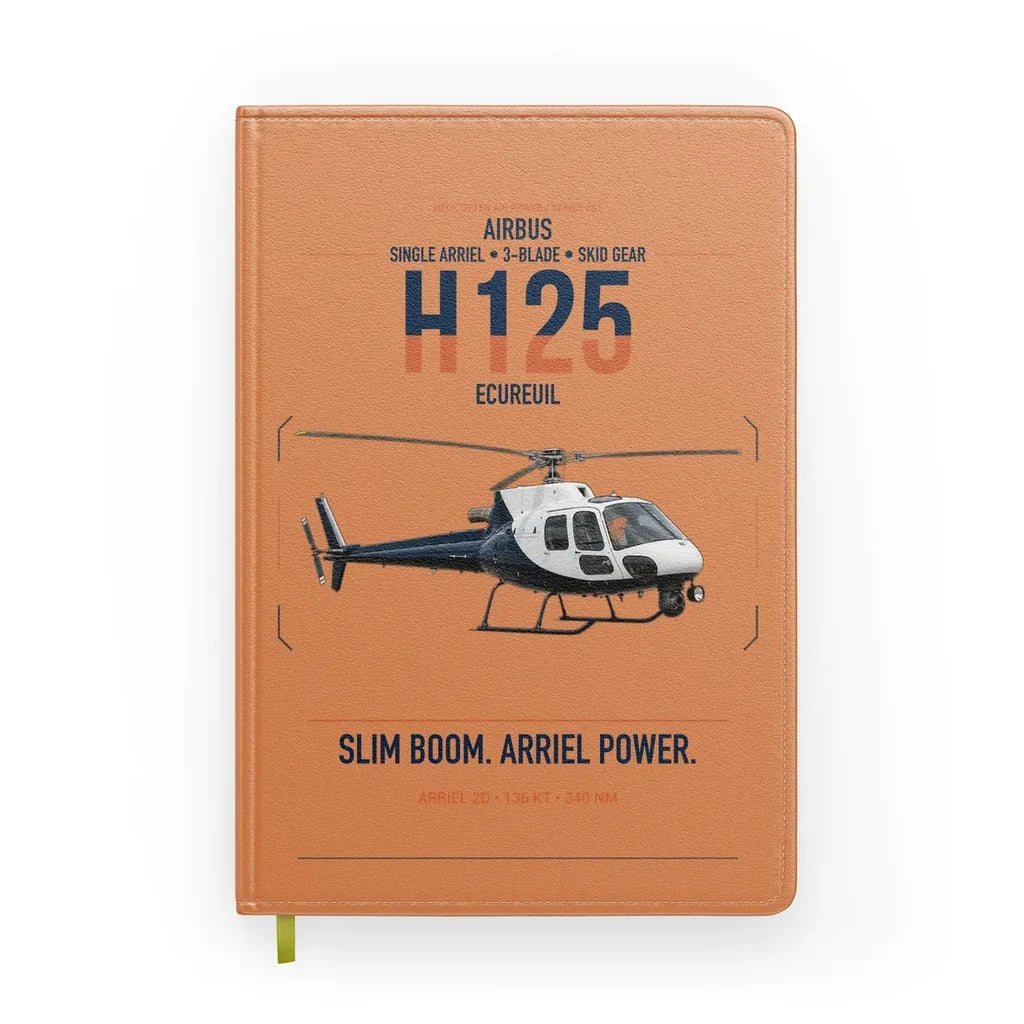 Airbus H125 design on orange notebook