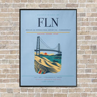 Thumbnail for Hercilio Luz International Airport FLN — Florianopolis vertical canvas print - framed - light blue background