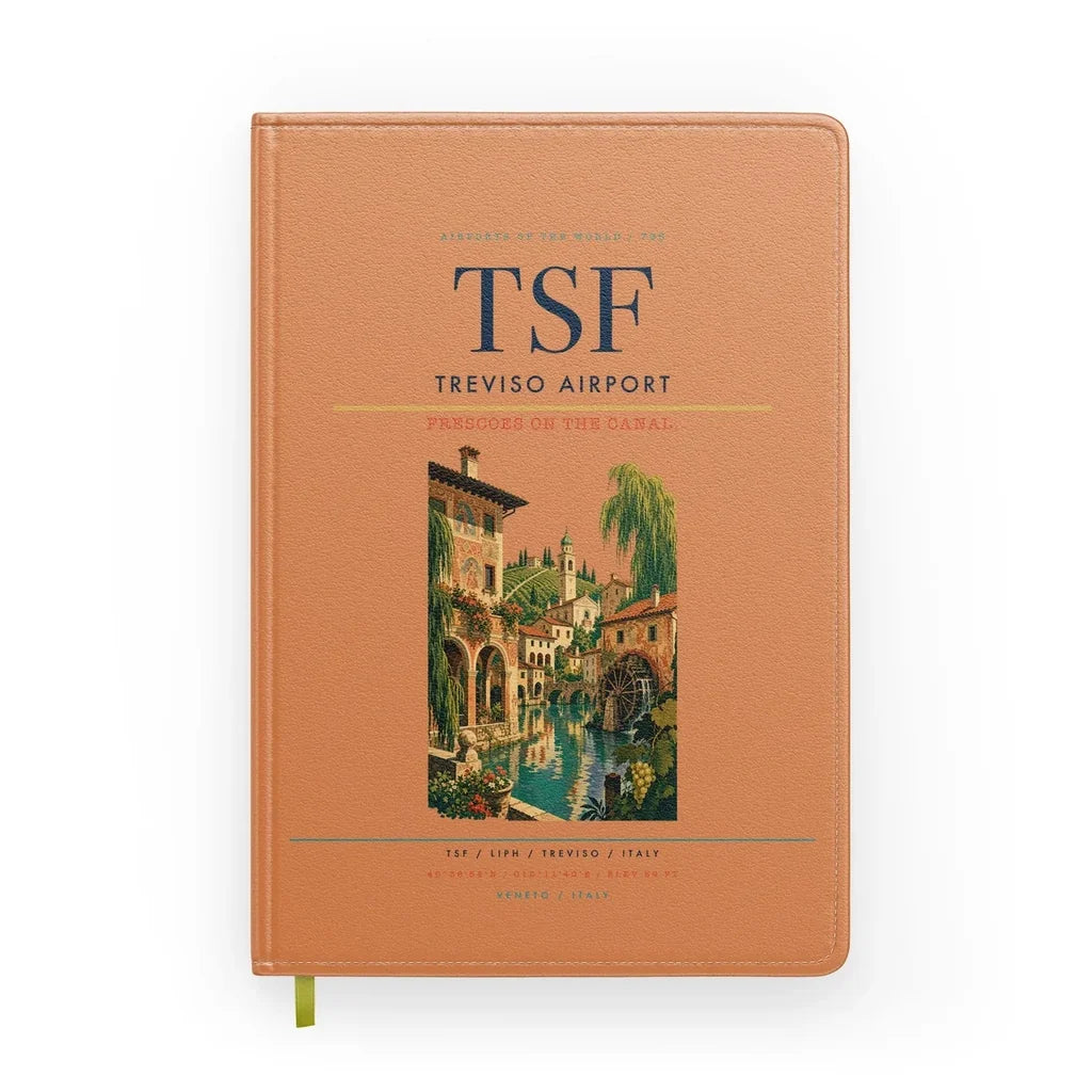 Treviso Airport (TSF) design on orange notebook