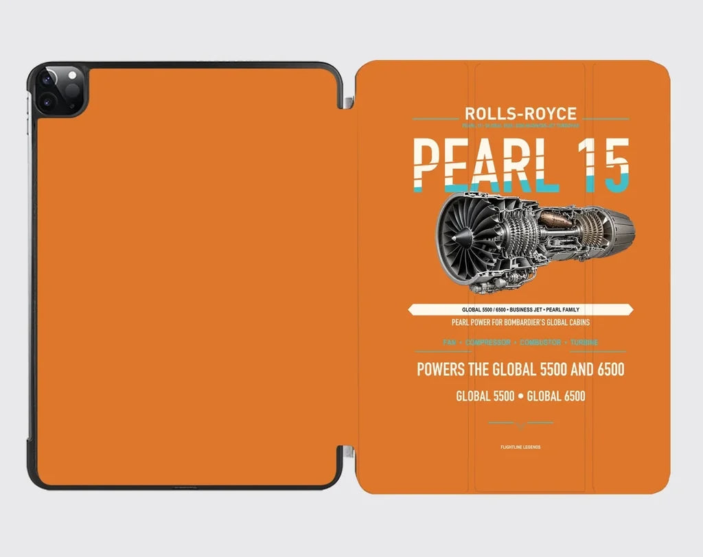 PEARL 15 design on orange ipad tablet case