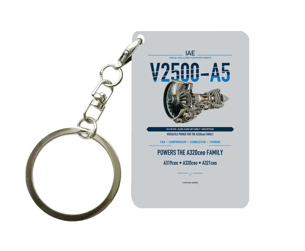 V2500-A5 Key Chain design on light gray key chain