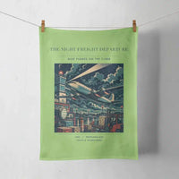 Thumbnail for VINTAGE G4248 - The Night Freight Departure - Designed Towels design on lightgreen