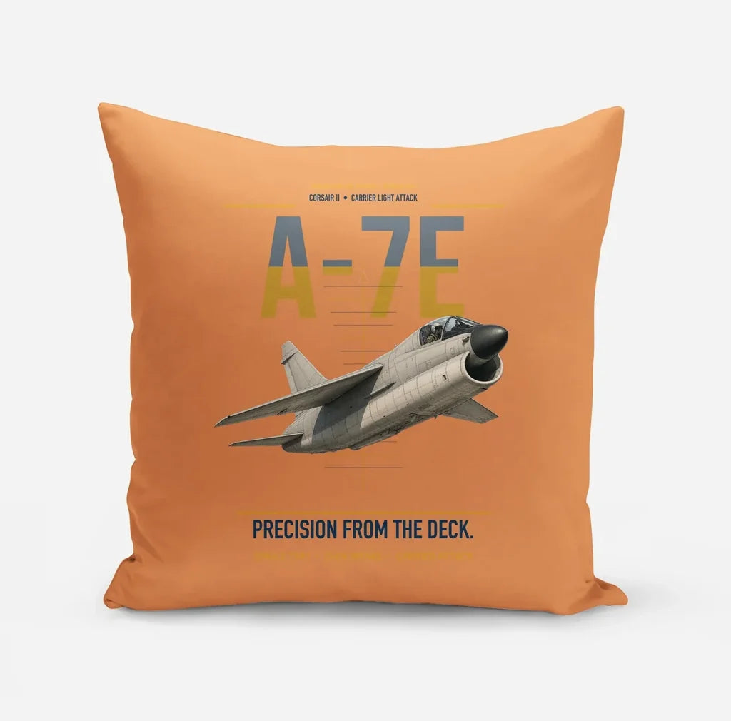 A-7E Corsair II design on orange pillow