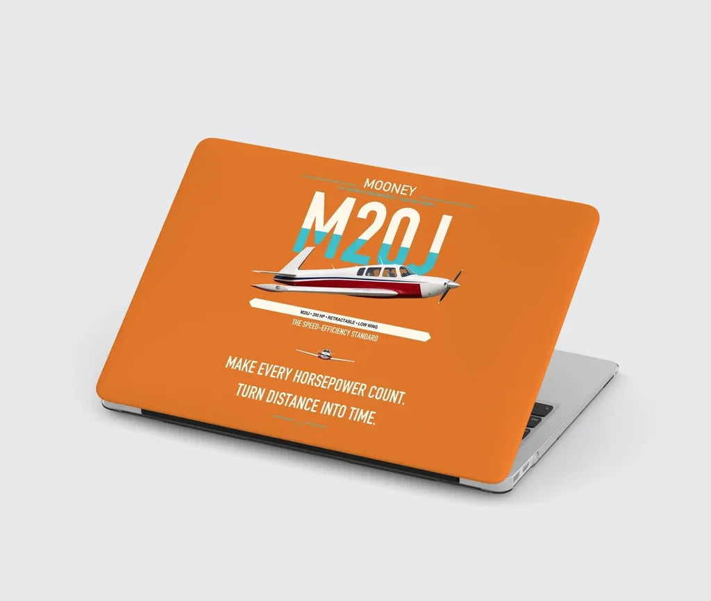Mooney M20J 201 design on orange MacBook case