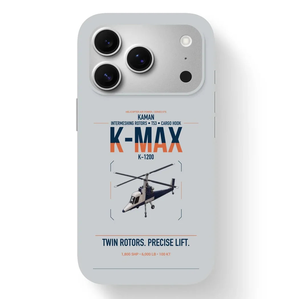 Kaman K-1200 K-MAX design on light gray magsafe iphone case, for iPhone 17 Pro