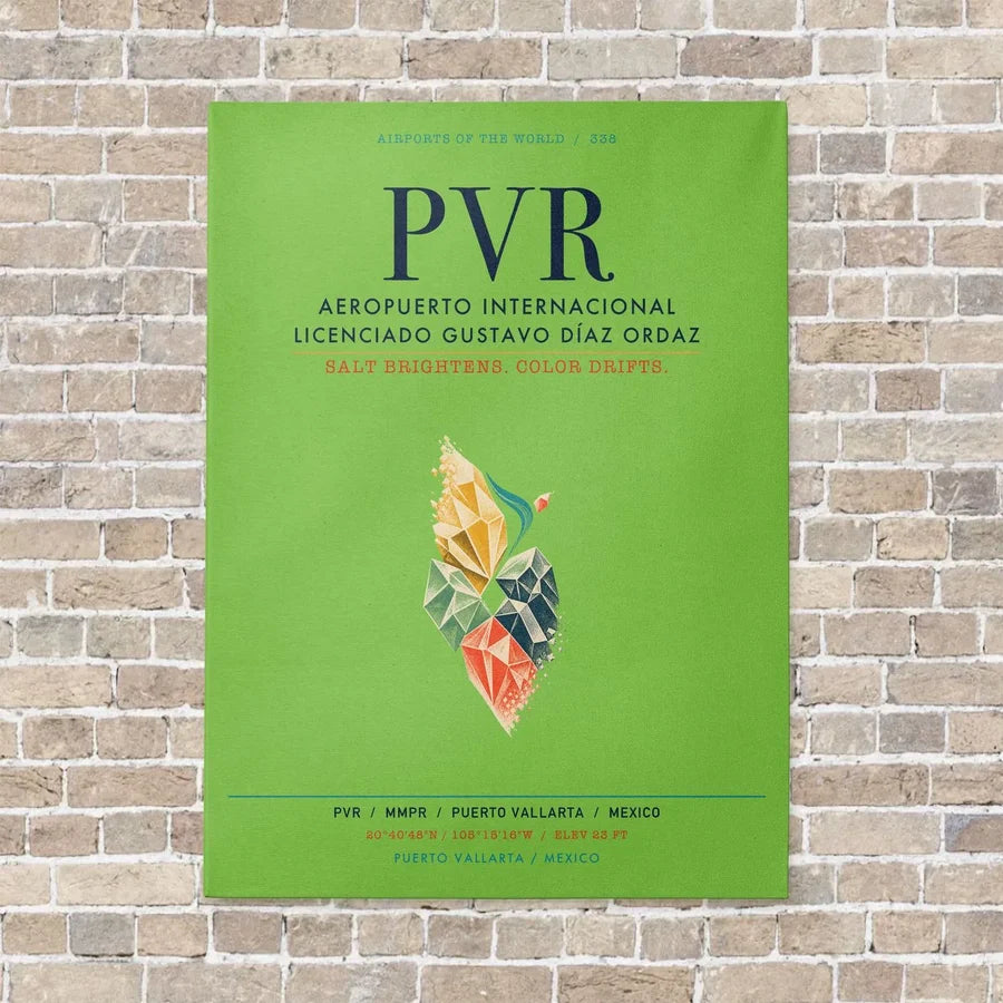 Aeropuerto Internacional Licenciado Gustavo Díaz Ordaz PVR vertical canvas print - no frame - light green background
