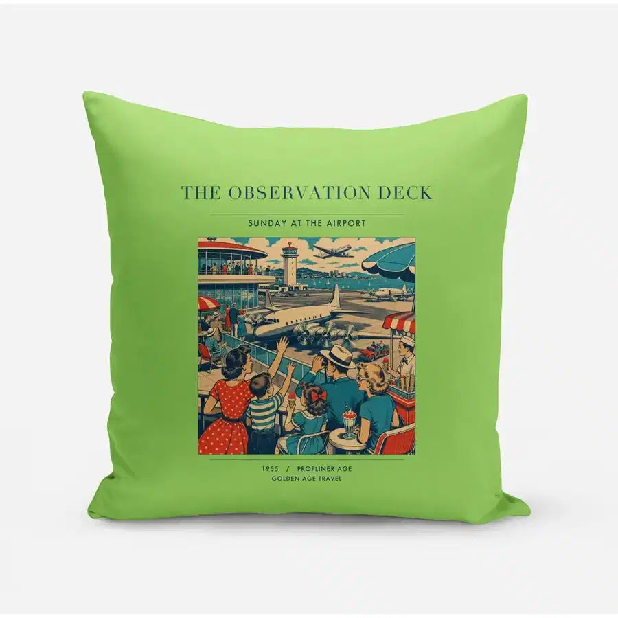 VINTAGE G4081 - The Observation Deck - Designed Pillows design on lightgreen