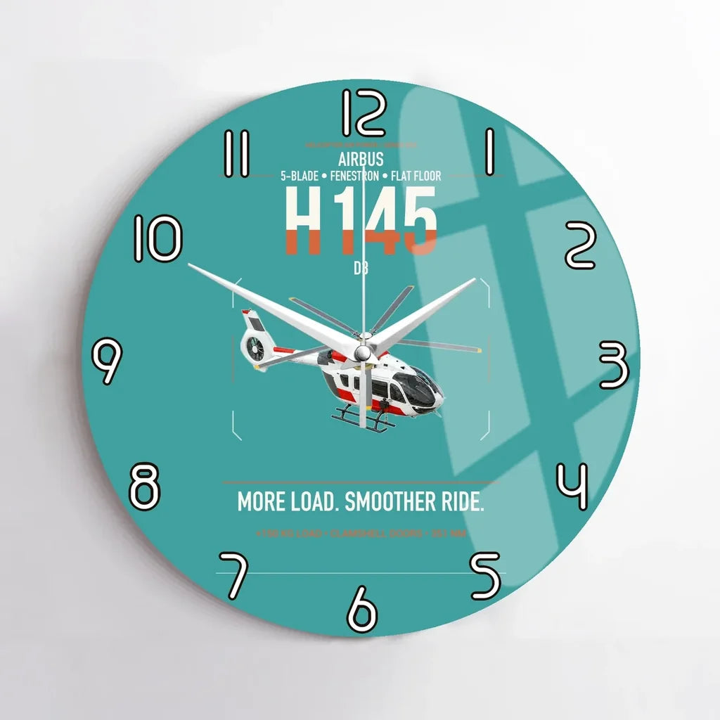 Airbus H145 D3 design on turquoise no frame wall clock
