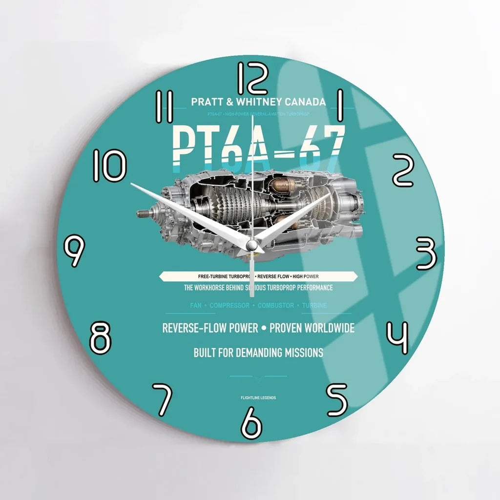 PT6A-67 design on turquoise no frame wall clock