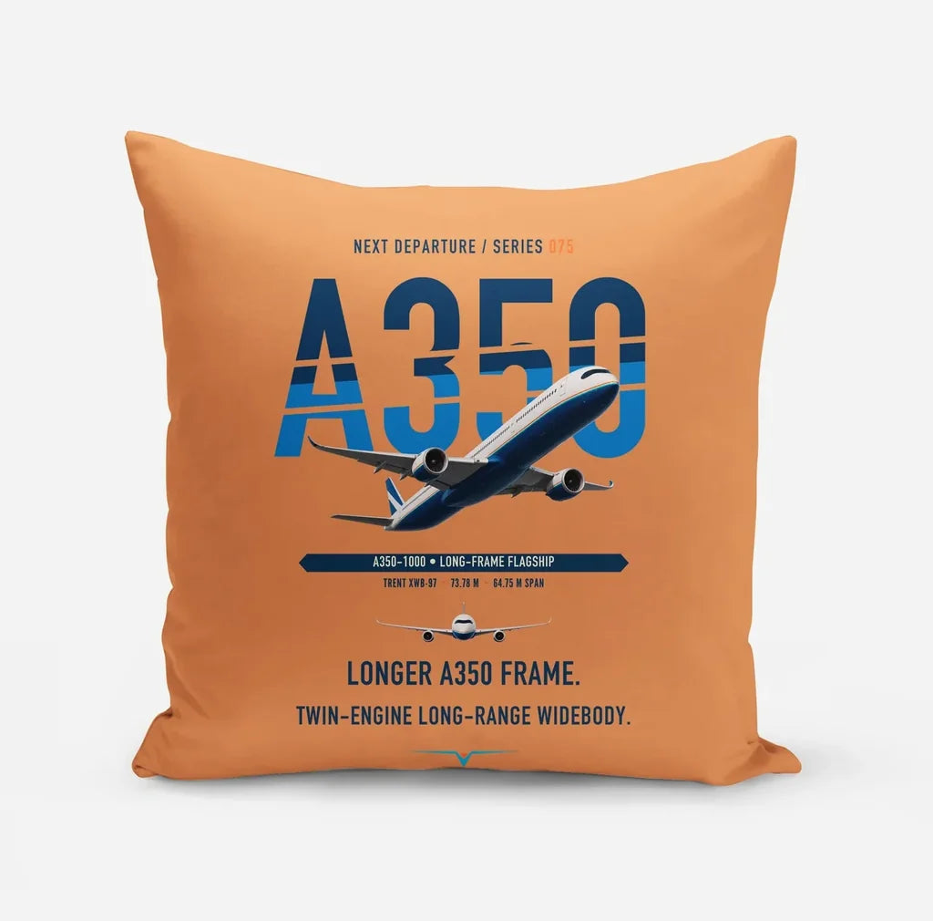Airbus A350-1000 design on orange pillow