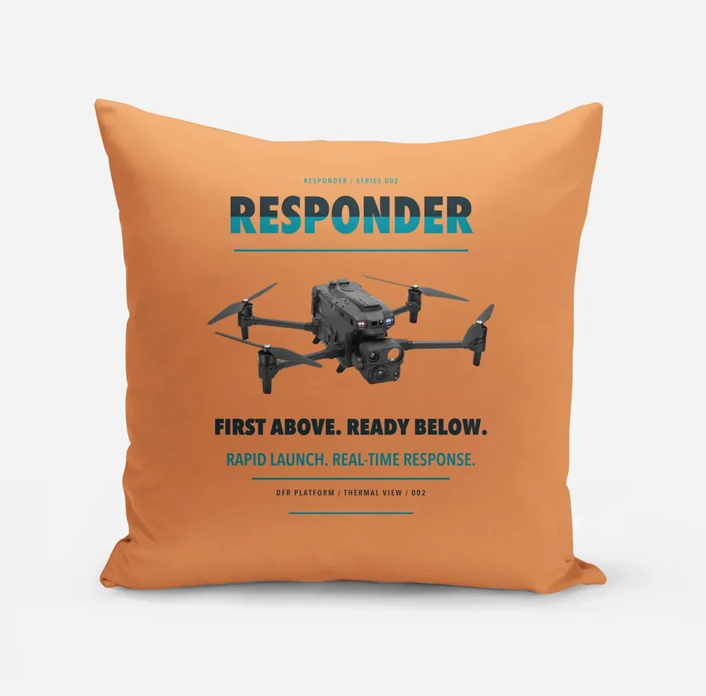 BRINC Responder design on orange pillow