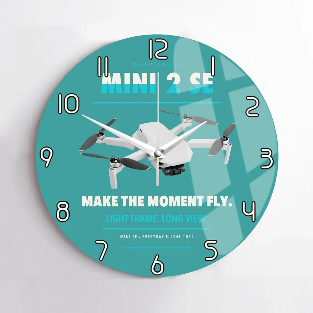 DJI Mini 2 SE design on turquoise no frame wall clock