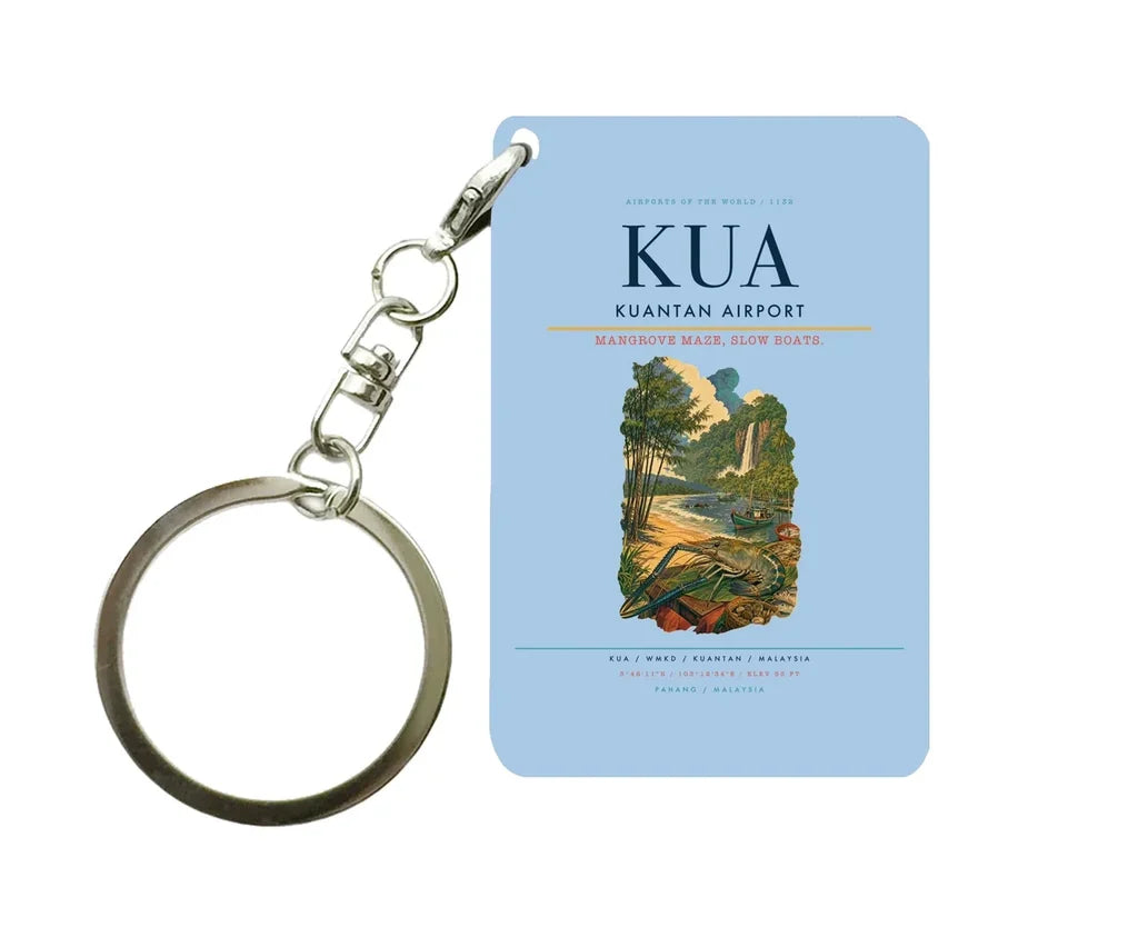 Kuantan Airport (KUA) design on light blue key chain