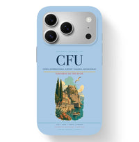 Thumbnail for Corfu Airport (CFU) design on light blue iPhone 17 Pro MagSafe case
