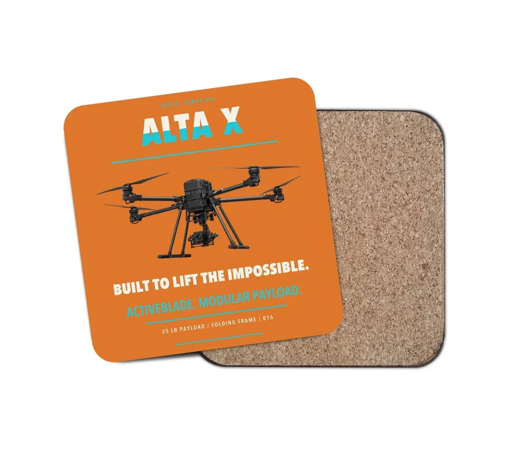Freefly Alta X design on orange 1 piece coaster