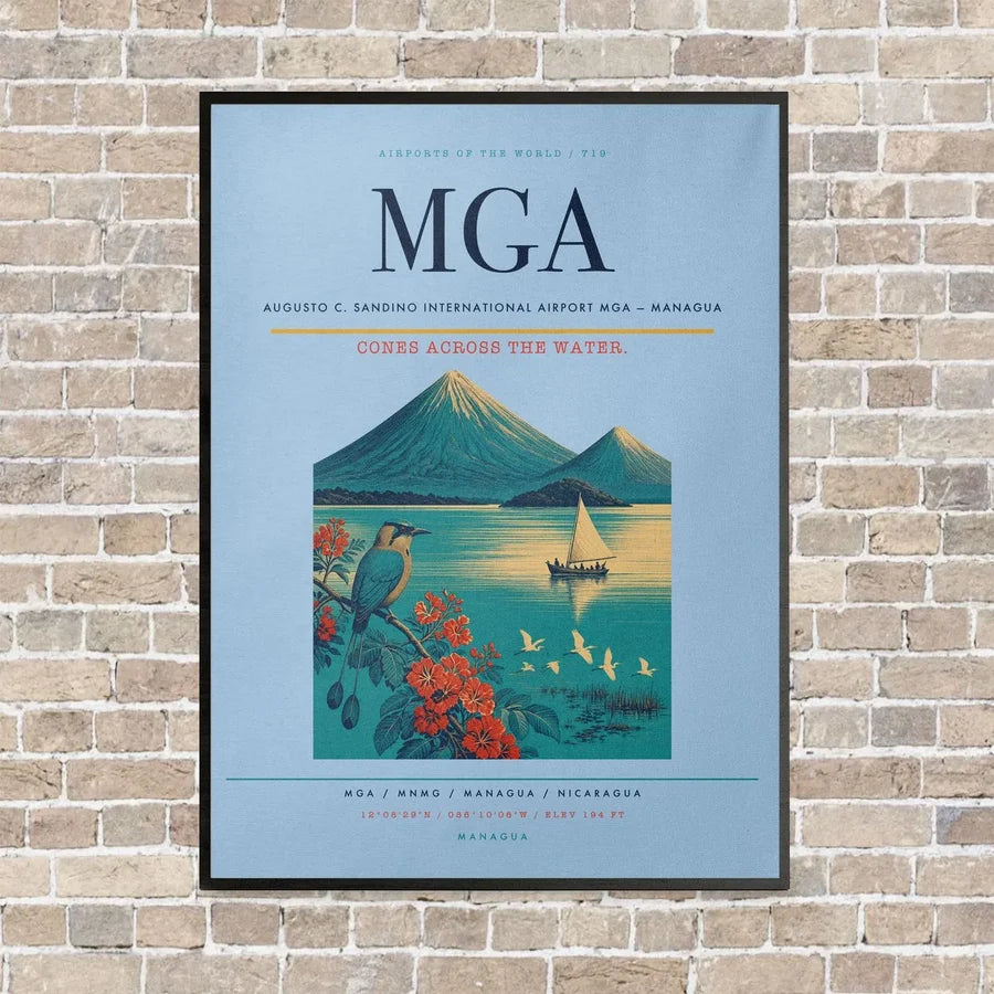 Augusto C. Sandino International Airport MGA — Managua vertical canvas print - framed - light blue background