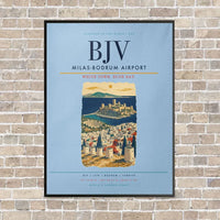 Thumbnail for Milas-Bodrum Airport BJV - Canvas Framed - Light Blue