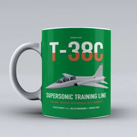 Thumbnail for T-38C Talon design on green ceramic mug, double-side print