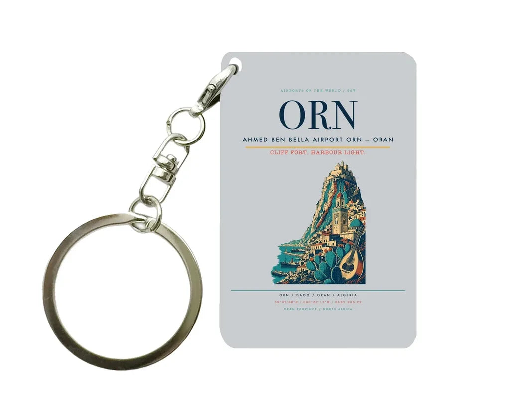 Ahmed Ben Bella Airport ORN — Oran Key Chain design on light gray key chain