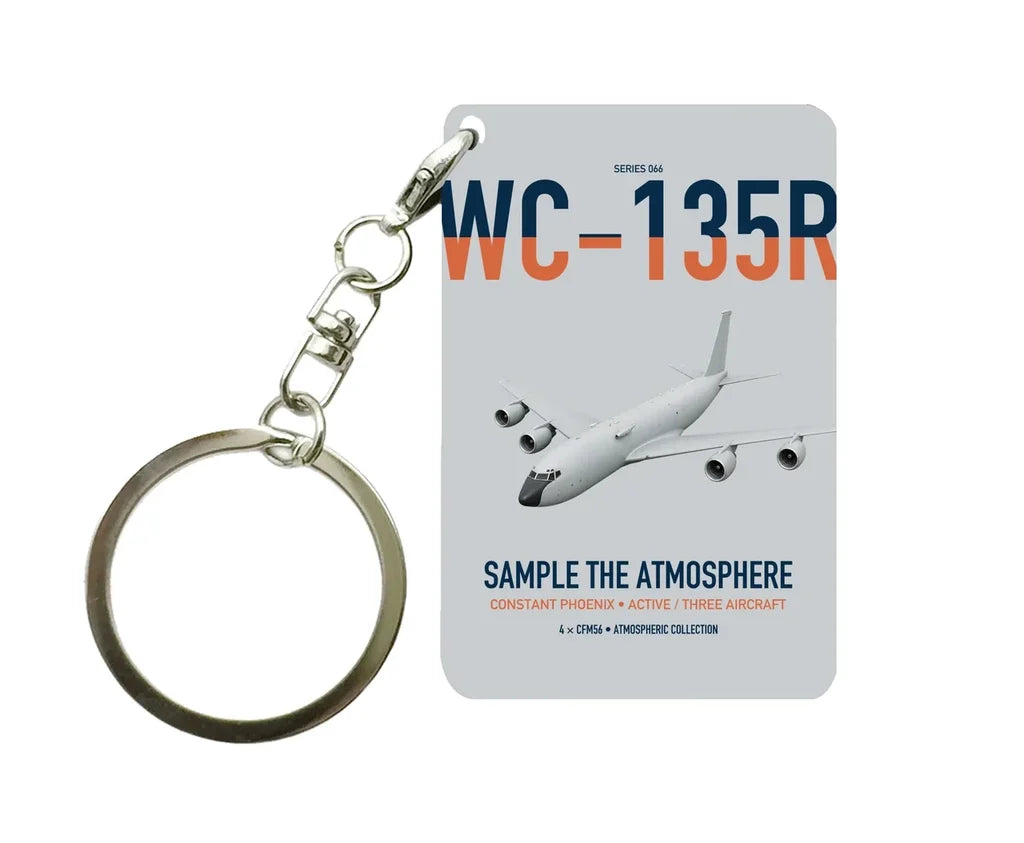 WC-135R Constant Phoenix design on light gray designed key chain, double-side print