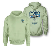 Thumbnail for Cessna 208 Caravan design on light green double-side hoodie, double-side print