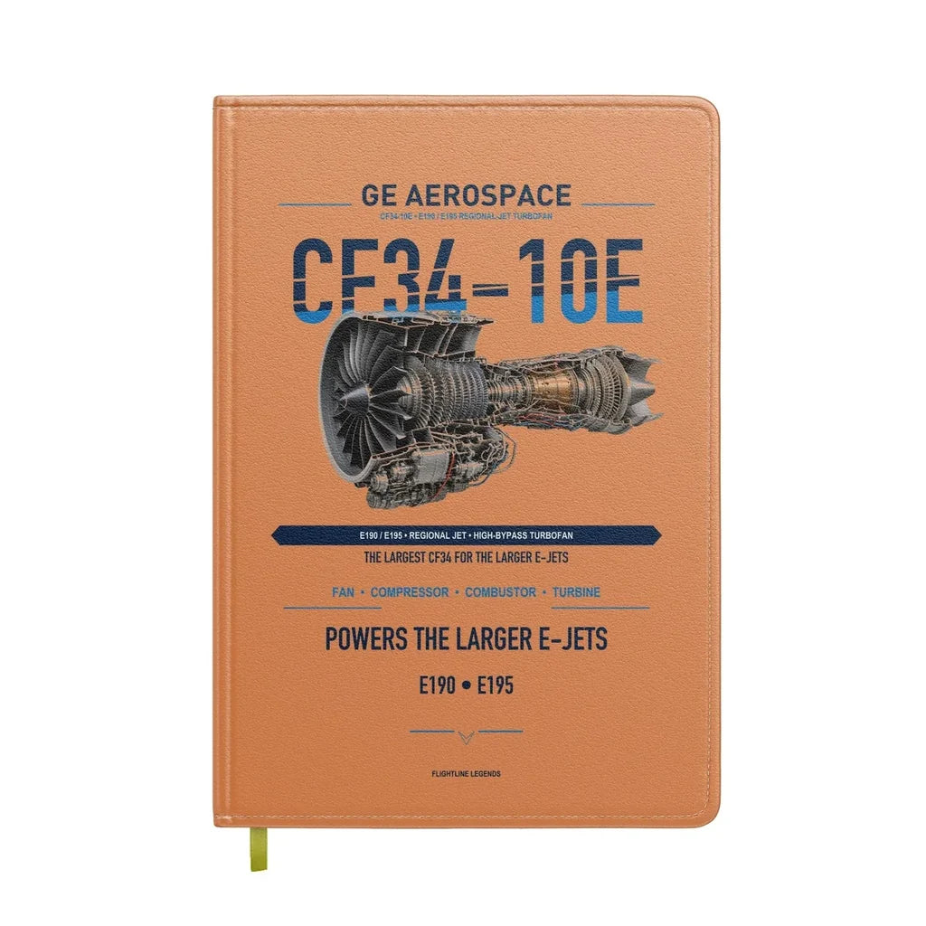 CF34-10E design on orange notebook